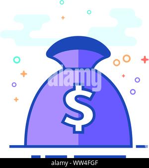 Money sack icon in outlined flat color style. Vector illustration. Stock Vector