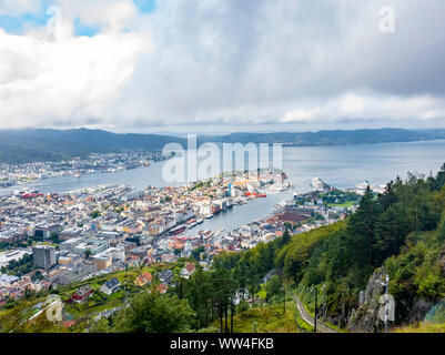 Bergen panorama from Floyen viewpoint Stock Photo