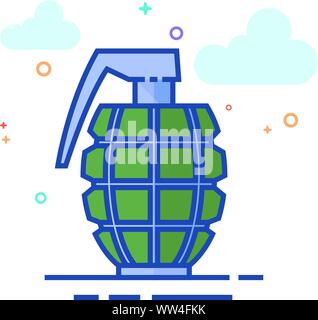 Grenade icon in outlined flat color style. Vector illustration. Stock Vector