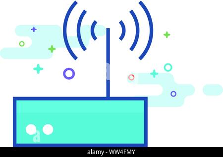 Internet router icon in outlined flat color style. Vector illustration. Stock Vector
