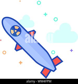 Missile icon in outlined flat color style. Vector illustration. Stock Vector