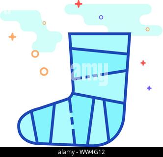 Injured foot icon in outlined flat color style. Vector illustration. Stock Vector