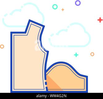 Sewing pattern icon in outlined flat color style. Vector illustration. Stock Vector