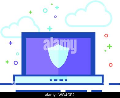 Laptops icon in outlined flat color style. Vector illustration. Stock Vector