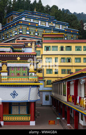 View of colour complex inside the Rumtek monastery in Gangtok in the state of Sikkim in India Stock Photo
