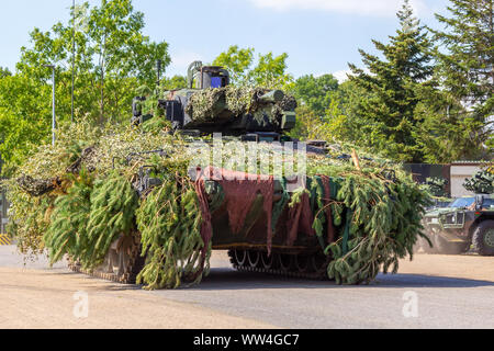 German army infantry fighting vehicle  drives on tactical exercise at military training area Stock Photo