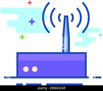 Router icon in outlined flat color style. Vector illustration. Stock Vector