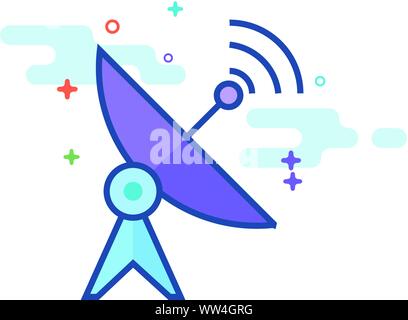 Satellite receiver icon in outlined flat color style. Vector illustration. Stock Vector