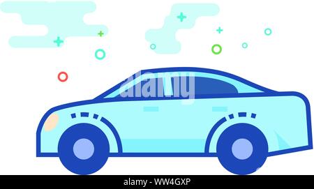 Car icon in outlined flat color style. Vector illustration. Stock Vector