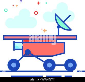 Space rover icon in outlined flat color style. Vector illustration. Stock Vector