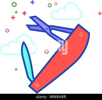 Multi tool icon in outlined flat color style. Vector illustration. Stock Vector