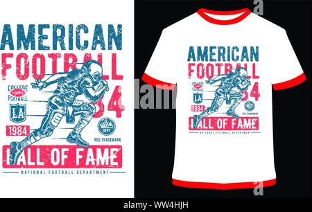 Classic college t shirt design. American football tee graphic design.  Touchdown sign. USA football vintage t shirt with retro football boots.  Legendary league sign. Retro sports poster. Stock Stock Photo - Alamy