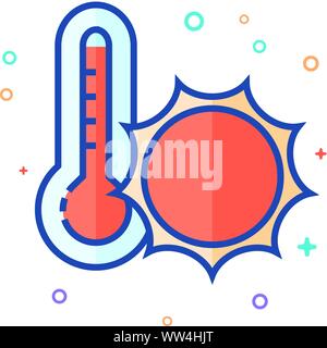 Thermometer icon in outlined flat color style. Vector illustration. Stock Vector