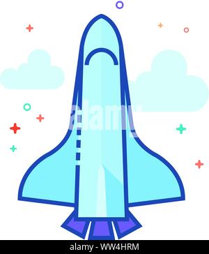 Space shuttle icon in outlined flat color style. Vector illustration. Stock Vector