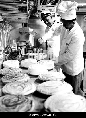cruise ship kitchen, 1967 Stock Photo