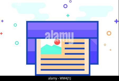 Offset printing icon in outlined flat color style. Vector illustration. Stock Vector