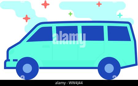 Car icon in outlined flat color style. Vector illustration. Stock Vector