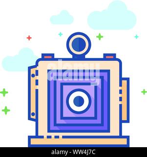 Large format camera icon in outlined flat color style. Vector illustration. Stock Vector
