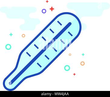 Thermometer icon in outlined flat color style. Vector illustration. Stock Vector