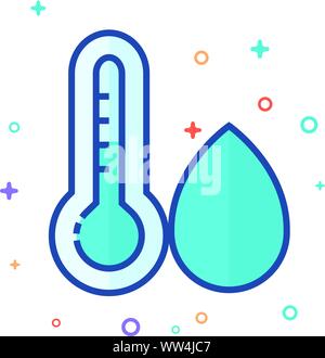 Thermometer icon in outlined flat color style. Vector illustration. Stock Vector
