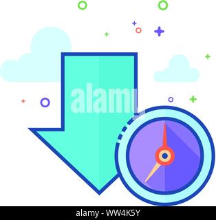 Download queue icon in outlined flat color style. Vector illustration. Stock Vector
