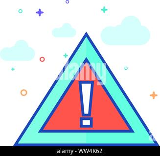 Warning sign icon in outlined flat color style. Vector illustration. Stock Vector