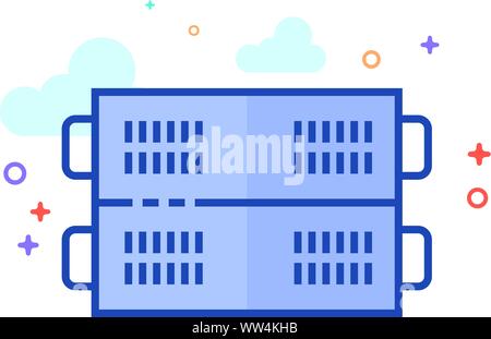 Server rack icon in outlined flat color style. Vector illustration. Stock Vector