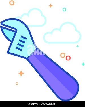 adjustable wrench icon in outlined flat color style. Vector illustration. Stock Vector