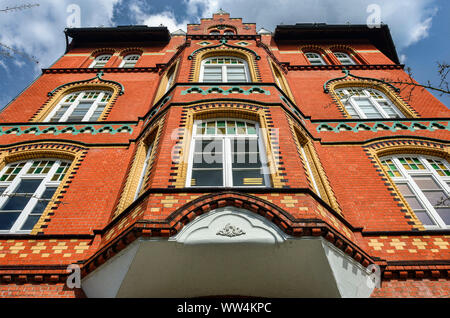 Commercial building with facade ornaments in Alte Holstenstrasse of Bergedorf, Hamburg, Germany, Europe Stock Photo