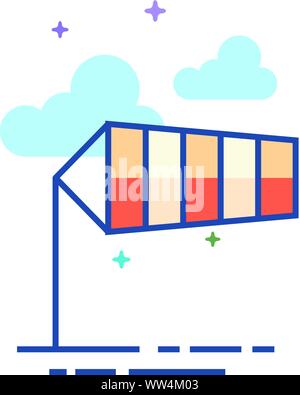 Windsock icon in outlined flat color style. Vector illustration. Stock Vector