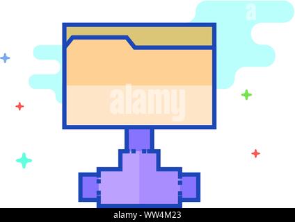 Shared folder icon in outlined flat color style. Vector illustration. Stock Vector