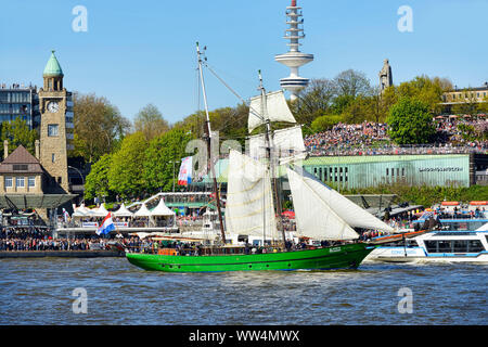 Parade for the harbour birthday with the sailing ship Avatar in Hamburg, Germany, Europe Stock Photo