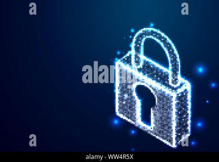 padlock, lock security concept. Abstract Wireframe Low Poly Designs. Vector illustration Stock Vector