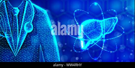 Liver, Heart Doctor Specialist .Human Anatomy .Abstract Low Poly designs. Wireframe mesh background. Vector Illustration Stock Vector