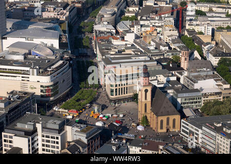 Zeil and St. Katharinen church at the Hauptwache, town centre, view from the Main Tower, Frankfurt on the Main, Hesse, Germany Stock Photo