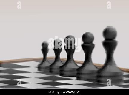 Chess pawn pieces on chess board. Business Strategy Concept. Vector Illustration Stock Vector