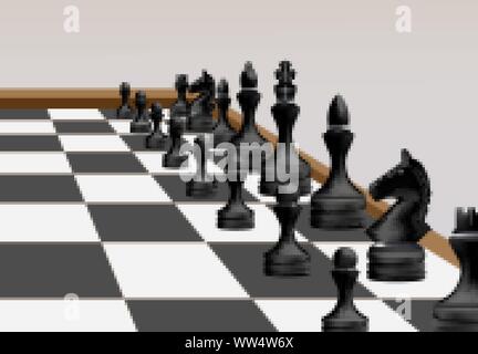 Black Chess Team, Ready For Fight Concept. Competition, Battle. Vector Illustration Stock Vector