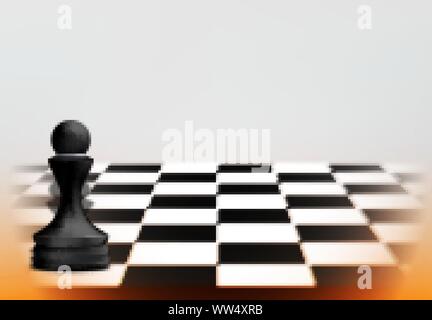 Chess game concept with realistic board and black pawn pieces of chess. Strategy and leadership, business concept. vector illustration Stock Vector