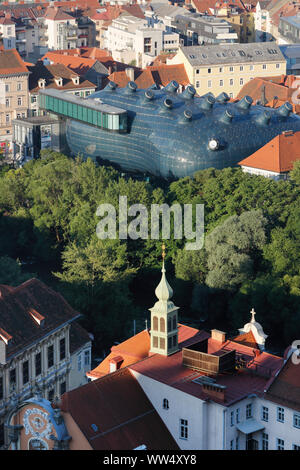 Art house, view from the castle mountain, Graz, Styria, Austria Stock Photo