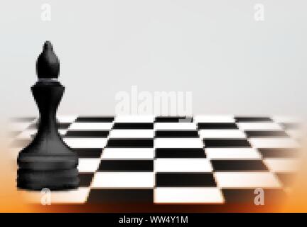 Chess game concept with realistic board and black queen pieces of chess vector illustration Stock Vector