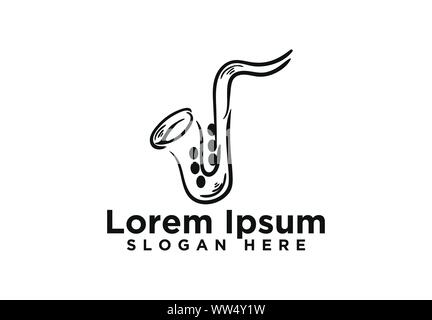 Medieval trumpets, saxophone logo designs Stock Vector