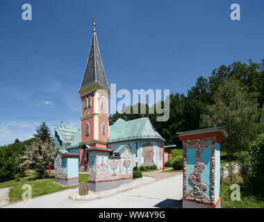 Parish church St. Jakob, designed by Ernst Fuchs, Thal near Graz, Styria, Austria Stock Photo