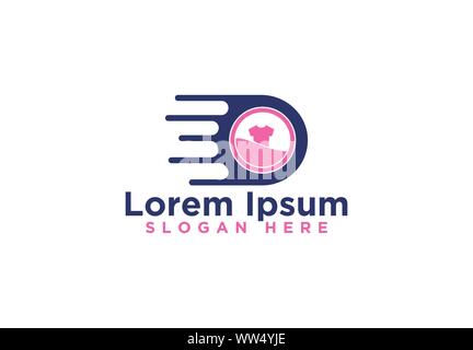 Laundry Speed Logo Design, Vector Illustration Stock Vector