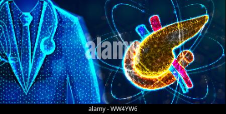 Pancreas Doctor Specialist .Human Anatomy .Abstract Low Poly designs. Wireframe mesh background. Vector Illustration Stock Vector