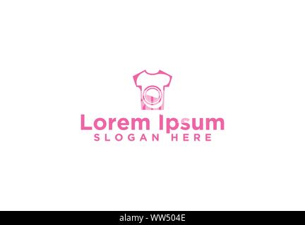 T Shirt, Washing Machine, Laundry Dry Clean Logo Designs, Vector Illustration Stock Vector