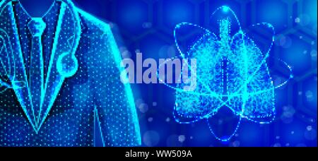 Lung Doctor Specialist .Human Anatomy .Abstract Low Poly designs. Wireframe mesh background. Vector Illustration Stock Vector