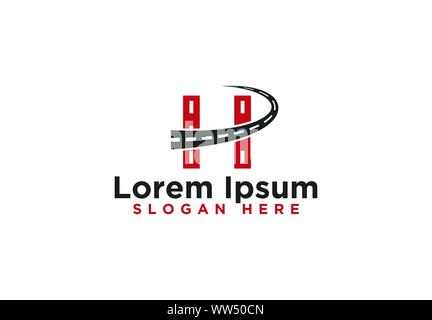 Letter H, Abstract Road Logo Designs, Vector Illustration Stock Vector