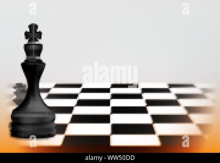 Chess game concept with realistic board and black king pieces of chess. Business Leadership Concept. vector illustration Stock Vector