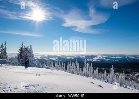 View from the Lusen in winter, Bavarian Forest National Park, Lower Bavaria, Bavaria, Germany Stock Photo