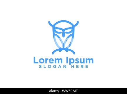 Owl, Mono Line Logo Designs, Vector Illustration Stock Vector